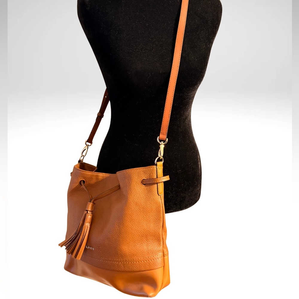 Lodis Tan Leather Crossbody Bag with Tassel